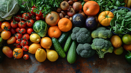 vegetables and fruits in the table