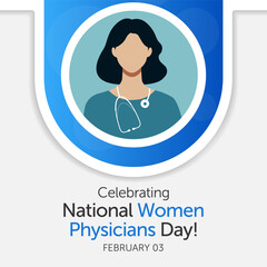 Women Physicians day is observed every year on February 3, Vector illustration