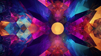 4K, wallpaper with colorful abstract kaleidoscope pattern