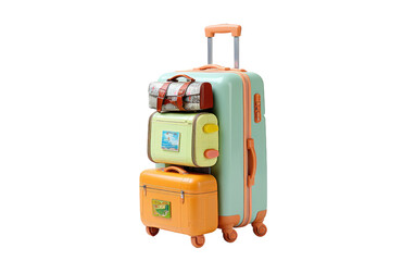 A Real Photo Showcasing the Whimsical Elegance of Toy Miniature Luggage Isolated on Transparent Background PNG.
