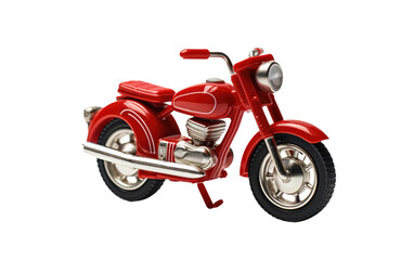 Fototapeta premium Unveiling the Whimsical Essence of a Toy Motorcycle in this Captivating Image Against a Pristine White Canvas Isolated on Transparent Background PNG.