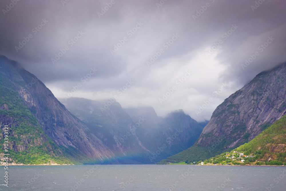 Wall mural View of Hardangerfjord near Eidfjord, Norway