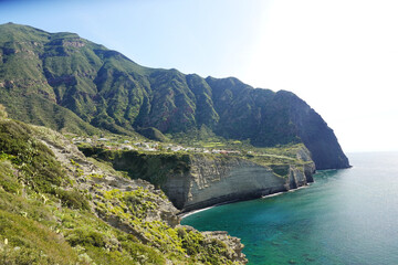 The cliff in Pollara village, the Lipari archipelago, Sicily