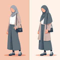 Illustration of stylish muslim female. beautiful muslim girl hijab vector illustration