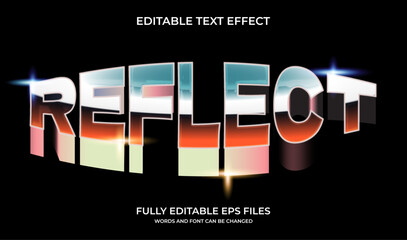 Reflect chrome metalic 3d editable text effect