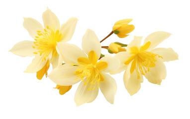 Capturing the Vibrancy in Real Photo Splendor of Yellow Columbine Petals Isolated on Transparent Background PNG.