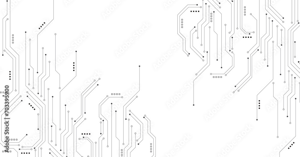 Poster Technology black circuit diagram concept.High-tech circuit board connection system.Vector abstract technology on a white background.