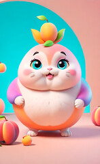 Obraz premium A adorable fat peach pet, 3d rendering