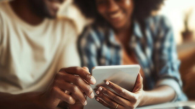 Smiling Happy Couple With Tablet Pc At Home