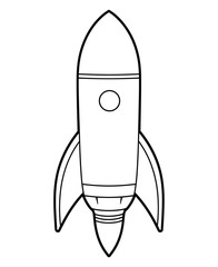 Cute and funny coloring page of a rocket. Provides hours of coloring fun for children. To color this page is very easy. Suitable for little kids and toddlers.