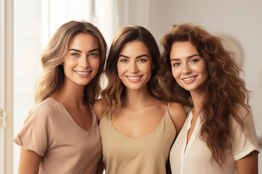 Three Happy Elegant Spanish Women in the Office