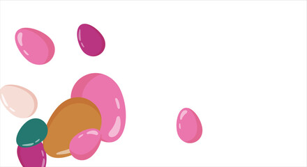 Happy Easter Banner. Pattern of eggs, flowers and twigs. For card, banner, poster, flyer, and web. Spring Festival. Vector illustration