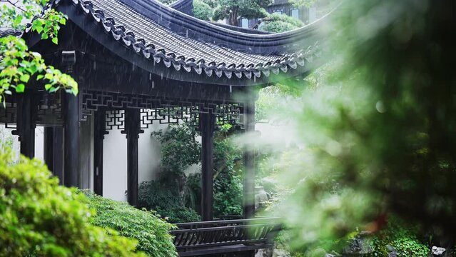cornice of pavilion in garden