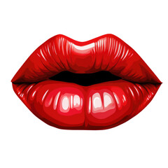 Female red lips clip art on white background