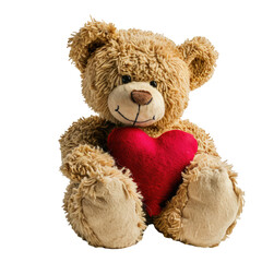 Teddy bear with hearts on white background, png