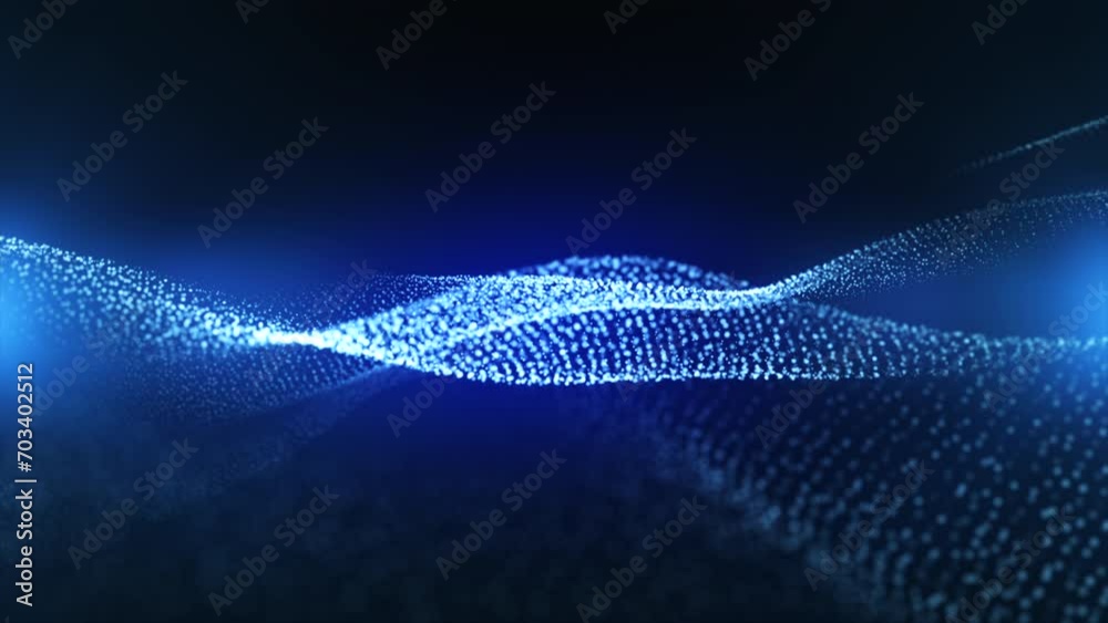 Wall mural aqua blue abstract digital waves seamlessly flowing surrounded by soft blue light. technology, busin