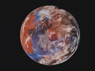 Planet Earth of solar system with red spots of drought. Death of the planet. 3D rendered illustration. Elements of this image were furnished by NASA