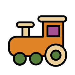 Railway Toy Train Filled Outline Icon