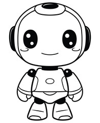 Robot coloring page, isolated coloring book. Color pages for kids featuring an isolated robot toy.
