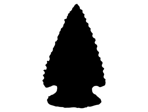 Native American stone arrowhead silhouette vector art
