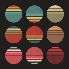 Retro Sun Vector Stock Illustration. Retro T-Shirt Design Elements Vector