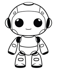 Robot coloring page, isolated coloring book. Color pages for kids featuring an isolated robot toy.