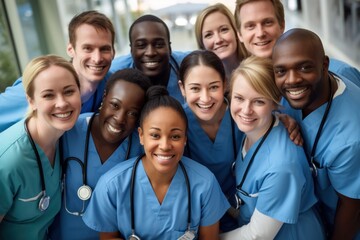 Fototapeta premium Group doctors and below , smile and teamwork for healthcare,