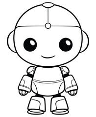Robot coloring page, isolated coloring book. Color pages for kids featuring an isolated robot toy.