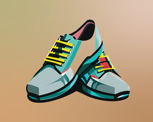 Cartoon athletic sneakers. Sport shoe pair group, fitness footwear design multicolored sneaker Vector illustration