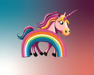 Magic unicorn in fantastic world Vector illustration
