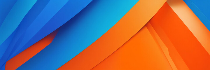 Minimaler blauer geometrischer Hintergrund. Dynamische Formenkomposition mit orangefarbenen Linien. Abstrakter Hintergrund moderne Hipster-futuristische Grafik. Vektorabstraktes Hintergrundtexturdesig - obrazy, fototapety, plakaty