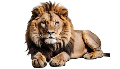 lion panthera leo isolated on white transparent background PNG  - obrazy, fototapety, plakaty