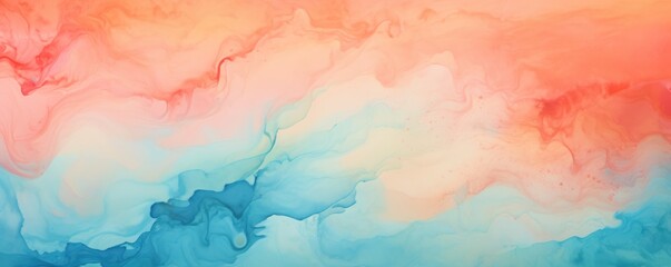 Abstract watercolor paint background by steel teal and coral with liquid fluid texture for background