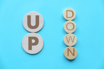 Up and down concept. Alphabet of word up and down.