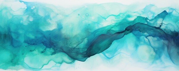 Abstract watercolor paint background by sienna brown and teal with liquid fluid texture for background - obrazy, fototapety, plakaty
