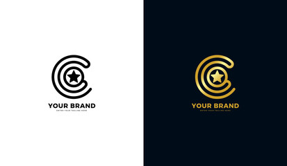 Letter C star logo, graphic design vector icon - obrazy, fototapety, plakaty