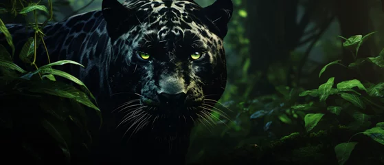 Foto auf Leinwand Magnificent panther in the jungle wallpaper 4k © Soomro