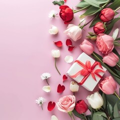 Romantic background. Beautiful flowers for Valentine's Day. Romantic background with flowers for birthday, wedding. Spring background with flowers