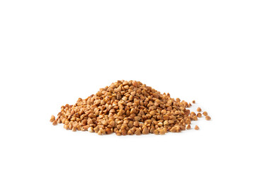 Buckwheat. Buckwheat grain isolated on white background. Healthy food. Porridge. Diet. Organic cereal
