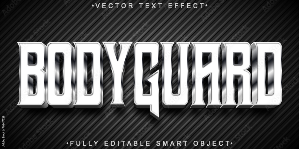 Poster silver bodyguard vector fully editable smart object text effect