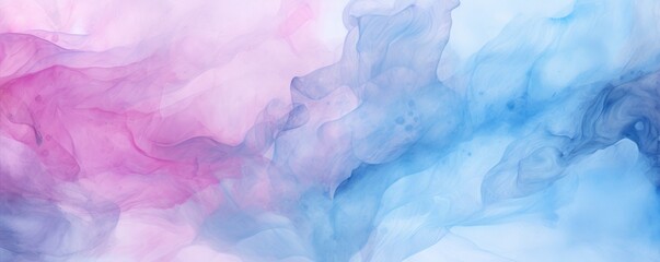Abstract watercolor paint background by deep pink and light sky blue with liquid fluid texture for background, banner 