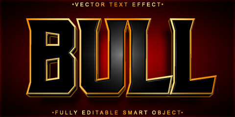 Black And Golden Bull Vector Fully Editable Smart Object Text Effect - obrazy, fototapety, plakaty