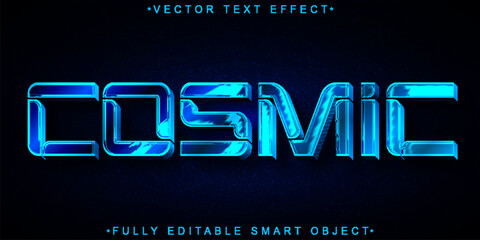 Blue Shiny Cosmic Vector Fully Editable Smart Object Text Effect