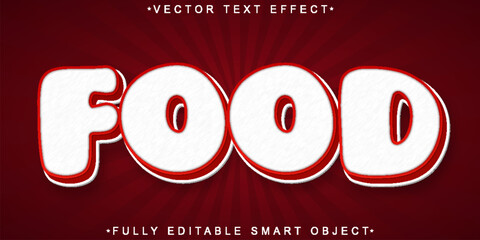 Red Cartoon Fodd Vector Fully Editable Smart Object Text Effect - obrazy, fototapety, plakaty