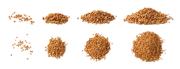 Buckwheat. Buckwheat grain isolated on white background. Healthy food. Porridge. Diet. Organic cereal