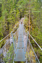 Suspended bridge for hikers