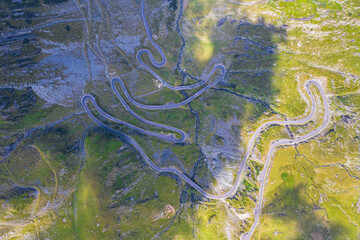 Above view of summer winding road in mountains - 703418306