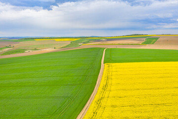 Aerial agriculture fields landscape