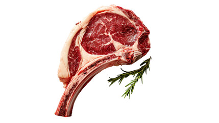 Obraz premium Fresh Raw Tomahawk beef steak isolated on white background,
