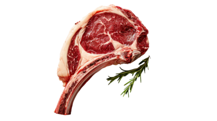 Fresh Raw Tomahawk beef steak isolated on white background,